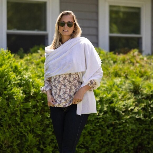 NWT Duffield Lane Ryan wrap cashmere blanket in ivory - Picture 1 of 3